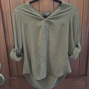 Button down blouse green express top XS